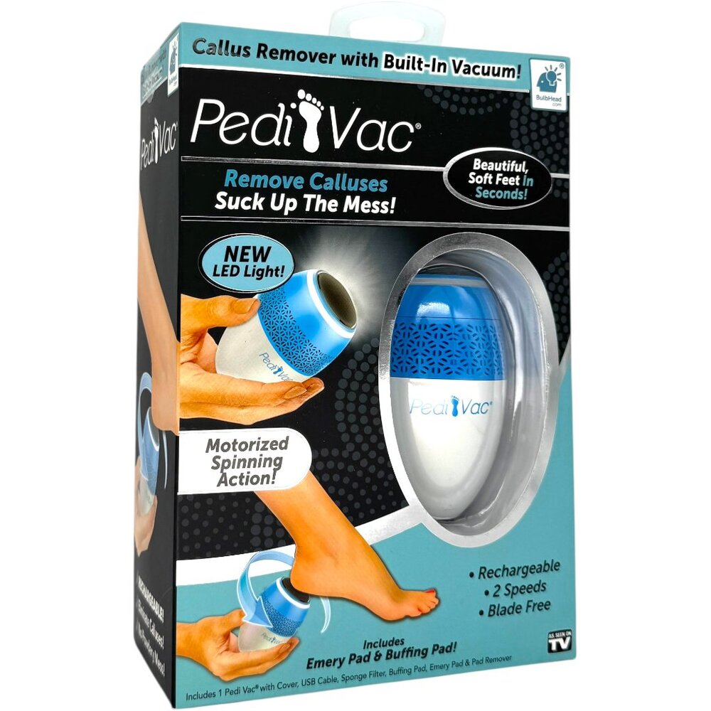 PediVac Callus Remover Built-In Vacuum Rechargeable Foot File Cordless Tool